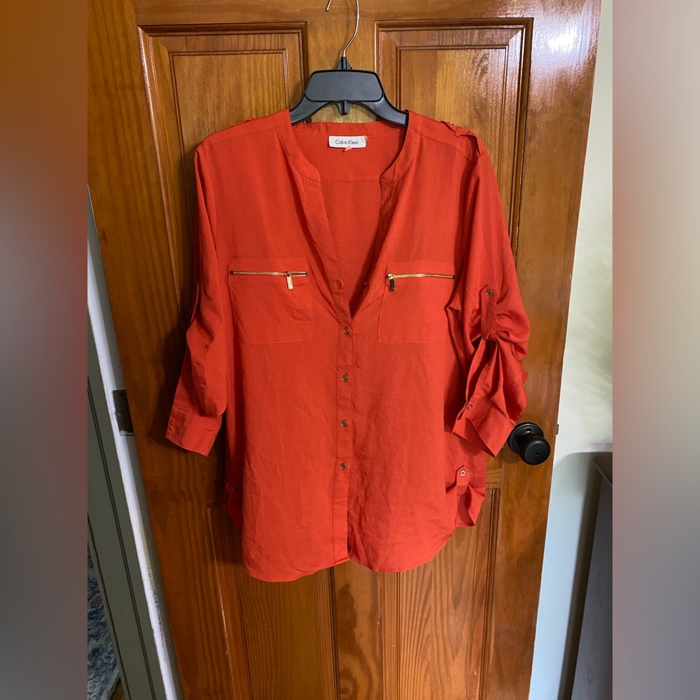 Orange Calvin Klein Top (Large)